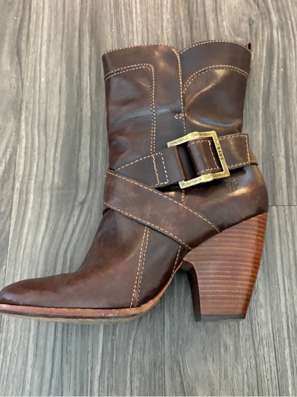 Frye Brown Leather Heeled Boots - Picture 4 of 8